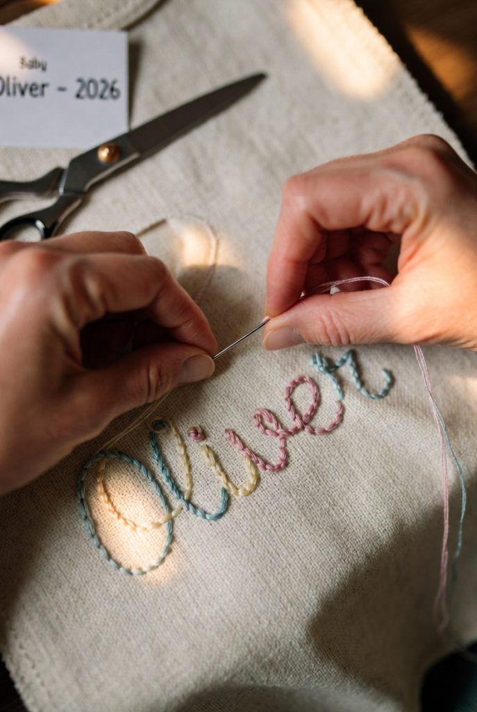 Custom embroidery for baby showers.